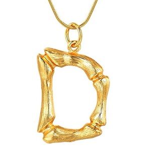 NWOT Designer Inspired 18K Gold Plated Bamboo Initial Necklace